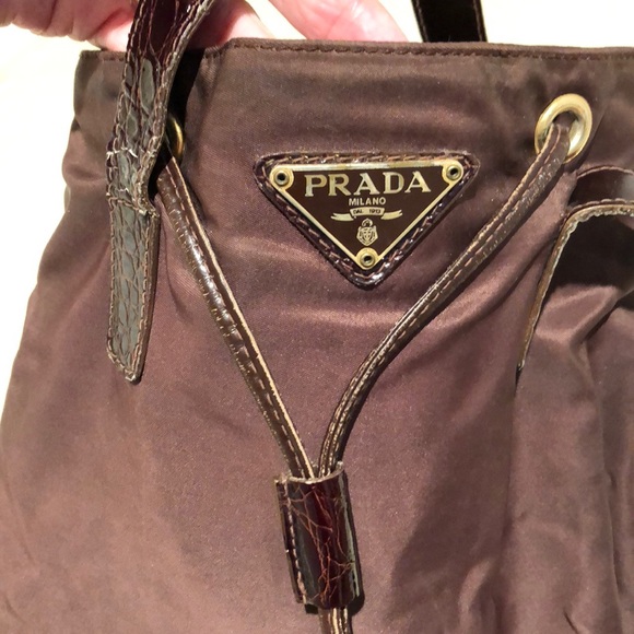 Prada Drawstring Bucket Bag Nylon Handbags